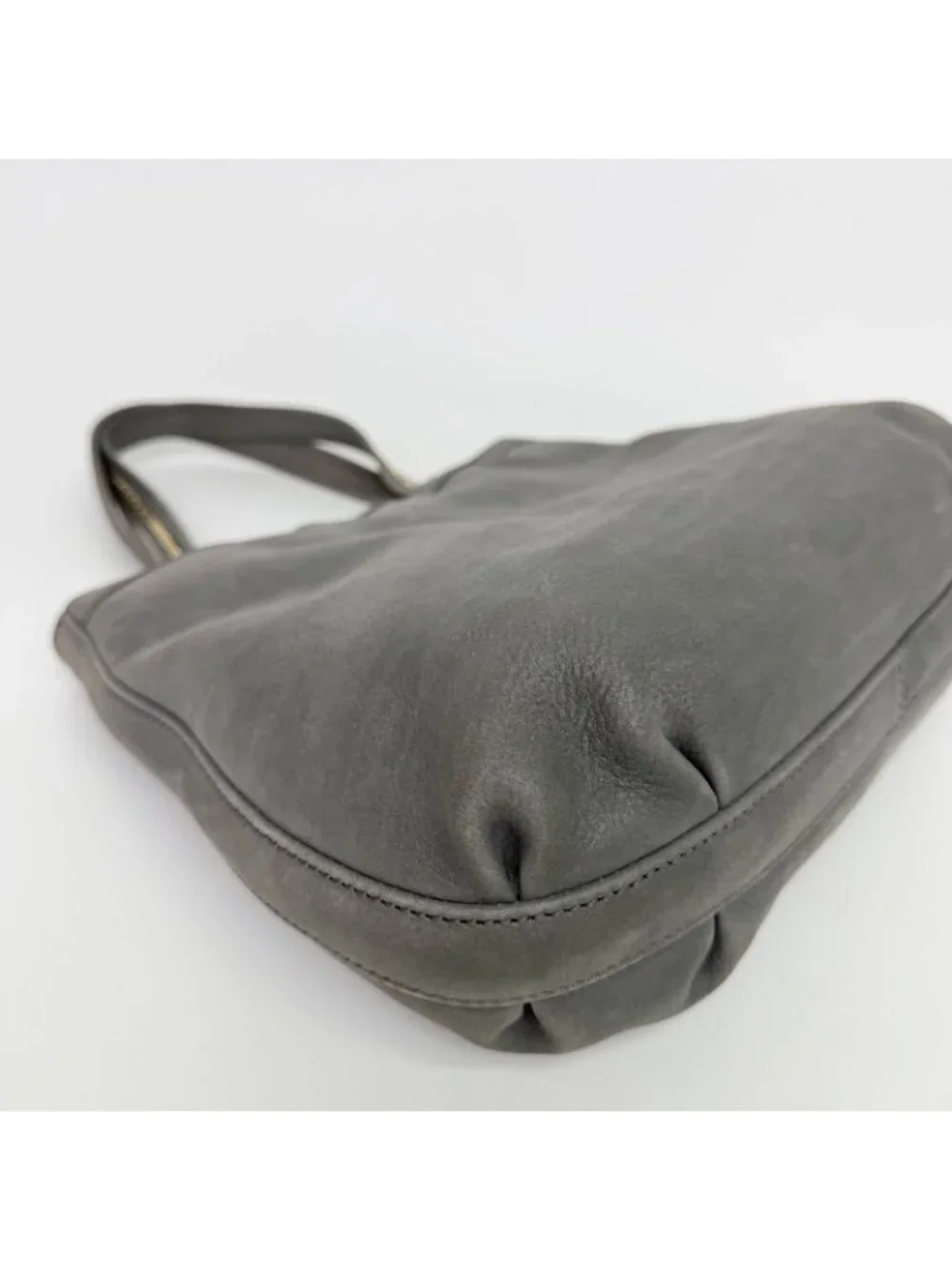 Fendi Nubuck FF Chain Tote Bag Leather Gray Gold Vintage